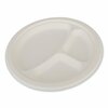 Sct ChampWare Heavyweight Bagasse Dinnerware, Plate, 3-Compartment, 9 in. dia, White, 500PK SCH 18143